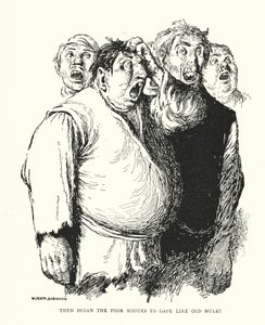 Sedan började de stackars skurkarna gapa som gamla mulor (litho) av William Heath Robinson
