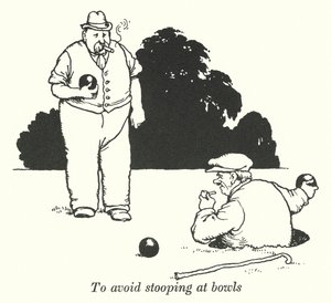 För att undvika att böja sig vid skålar (litho) av William Heath Robinson