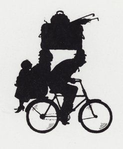 Att turnera med familjen på cykel (litho) av William Heath Robinson