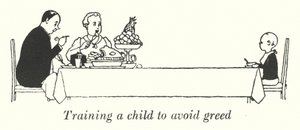 Träna ett barn att undvika girighet (litho) av William Heath Robinson