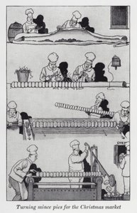 Svarva färspajer till julmarknaden (litho) av William Heath Robinson