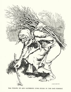Plockade upp och samlade några pinnar i nämnda skog (litho) av William Heath Robinson