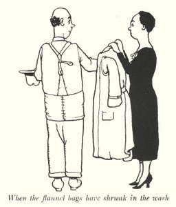 När flanellpåsarna har krympt i tvätten (litho) av William Heath Robinson
