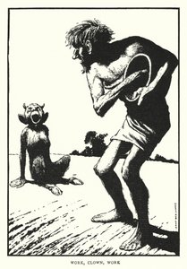 Arbete, clown, arbete (litho) av William Heath Robinson