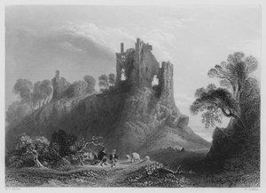 Carrigogunnell Castle, nära Limerick (gravyr) av William Henry (after) Bartlett