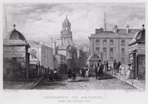 Ingång till Bristol, från London Road (gravyr) av William Henry (after) Bartlett