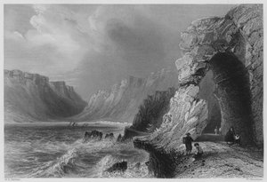 Glenariff, County Antrim (gravyr) av William Henry (after) Bartlett