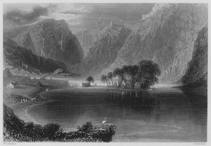 Gougane Barra (gravyr) av William Henry (after) Bartlett