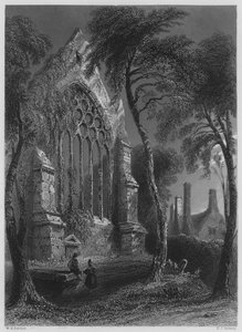 Youghall Abbey, Sir Walter Raleighs bostad (gravyr) av William Henry (after) Bartlett