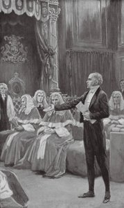 Earl Grey vädjar till biskopsstolen att anta reformförslaget (litografi) av William Henry (after) Margetson