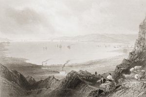 Belfast Lough, County Antrim, från "Scenery and Antiquities of Ireland" av George Virtue, 1860-talet av William Henry Bartlett