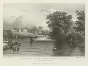 Braxted Lodge, nära Witham, Essex, sätet för P Ducane, Esquire av William Henry Bartlett