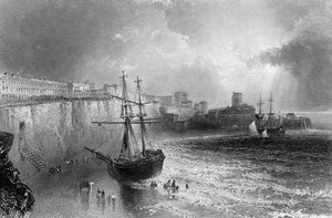 Broadstairs, Kent, graverad av Robert Brandard, 1842 av William Henry Bartlett