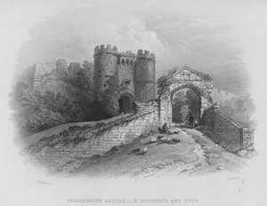Carisbrooke Castle, Isle of Wight, Gateways and Keep (gravyr) av William Henry Bartlett
