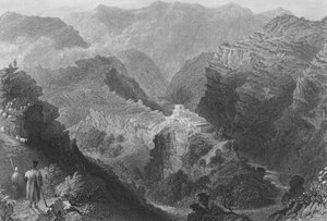 Slott nära Djouni, Mount Libanon av William Henry Bartlett
