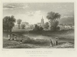 Chelmsford, Essex, från Springfield Hill, nära Grusgropen av William Henry Bartlett