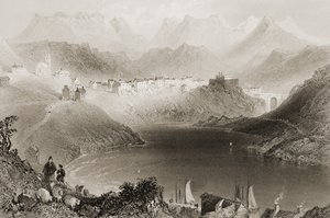 Clifden, Connemara, County Galway, Irland, från "Scenery and Antiquities of Ireland" av George Virtue, 1860-talet av William Henry Bartlett