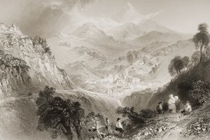 Enniskerry, County Wicklow, från "Scenery and Antiquities of Ireland" av George Virtue, 1860-talet av William Henry Bartlett