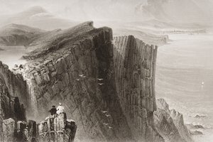 Fairhead, County Antrim, Nordirland, från "Scenery and Antiquities of Ireland" av George Virtue, 1860-talet