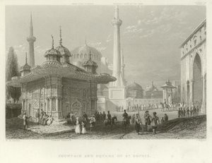 Fontän och torget i St Sophia, Konstantinopel av William Henry Bartlett