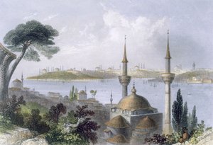 Allmän bild av Konstantinopel från Scutari, c1850. av William Henry Bartlett