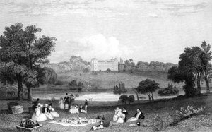 Hallingbury Place, Essex, graverat av Henry Wallis, 1832 av William Henry Bartlett