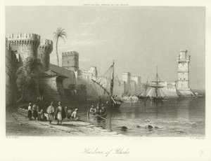 Rhodos hamn av William Henry Bartlett