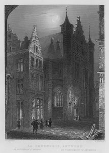 The Butchery, Antwerpen (gravyr) av William Henry Bartlett