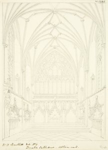 Lady Chapel of Bristol Cathedral ser österut (penna och akvarell på papper) av William Henry Bartlett
