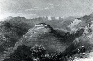 Lady Hester Stanhopes bostad i Joon, på Libanonberget, 1845 av William Henry Bartlett