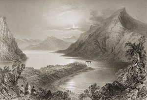 Lough Inagh, Connemara, County Galway, från George Virtues "Scenery and Antiquities of Ireland", 1860-talet. av William Henry Bartlett