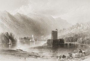 Narrow Water Castle, County Down, Nordirland, från "Scenery and Antiquities of Ireland" av George Virtue, 1860-talet av William Henry Bartlett