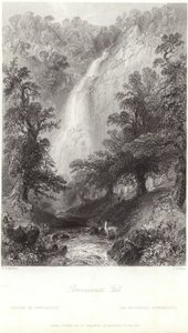Powerscourt Fall på floden Dargle av William Henry Bartlett