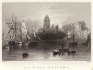 Redcliffe kyrka och bassäng, Bristol av William Henry Bartlett