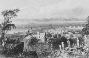 Rhodos, de antika Dodanimerna, med kanalen mellan ön och Mindre Asien av William Henry Bartlett