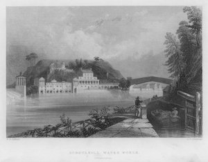 Schuylkill Water Works, Philadelphia (gravyr) av William Henry Bartlett