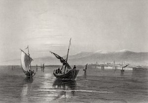 Balkan, Bulgarien, från nära Widden, graverad av J. Godfrey av William Henry Bartlett
