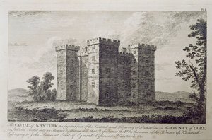 Slottet Kanturk, grevskapet Cork, Irland på 1800-talet, från "Scenery and Antiquities of Ireland" av George Virtue. av William Henry Bartlett