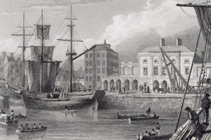 The Custom House, Limerick, Irland på 1830-talet, från "Scenery and Antiquities of Ireland" av George Virtue, 1860-talet av William Henry Bartlett