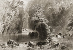The Dargle River, County Wicklow, från "Scenery and Antiquities of Ireland" av George Virtue, 1860-talet av William Henry Bartlett