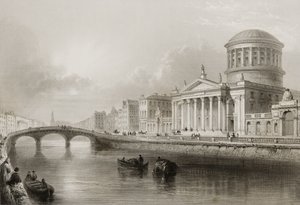 The Four Courts, Dublin, från "Scenery and Antiquities of Ireland" av George Virtue, 1860-talet