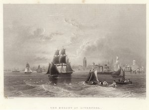 Mersey vid Liverpool av William Henry Bartlett