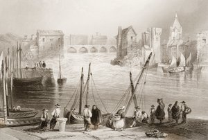 Utsikt över Galway från Claddagh, County Galway, Irland, från "Scenery and Antiquities of Ireland" av George Virtue, 1860-talet av William Henry Bartlett
