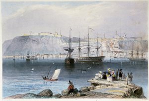 Vue de Québec et de son port (Kanada) - i "" Canadian Scenery illustrerad"" av William Henry Bartlett, red. George Virtue av William Henry Bartlett