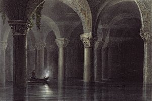 Yere Batan Serai (Cisternerna) Istanbul, graverad av J.T. Willmore, ca 1850 (akvatint) av William Henry Bartlett