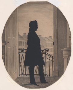 Silhuett av en ung man före ett öppet fönster, vänd åt höger, före 1860. av William Henry Brown