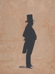 Siluett av en okänd man i hög hatt och svansar, 1828-83. av William Henry Brown