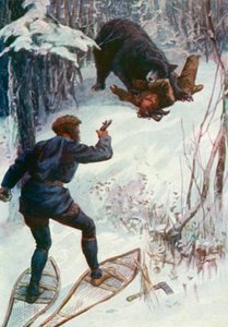Björnen stod över honom och höll en av hans armar i munnen. av William Henry Charles Groome