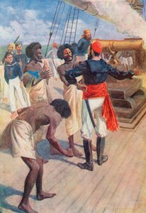 Cheferna uppmanades sedan att titta på en sten cirka två mil ut i havet, och pistolen avfyrades av William Henry Charles Groome