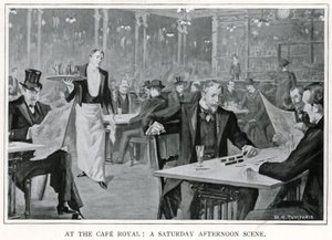At the Cafe Royal: A Saturday Afternoon Scene, c.1900 (litho) av William Henry Humphris